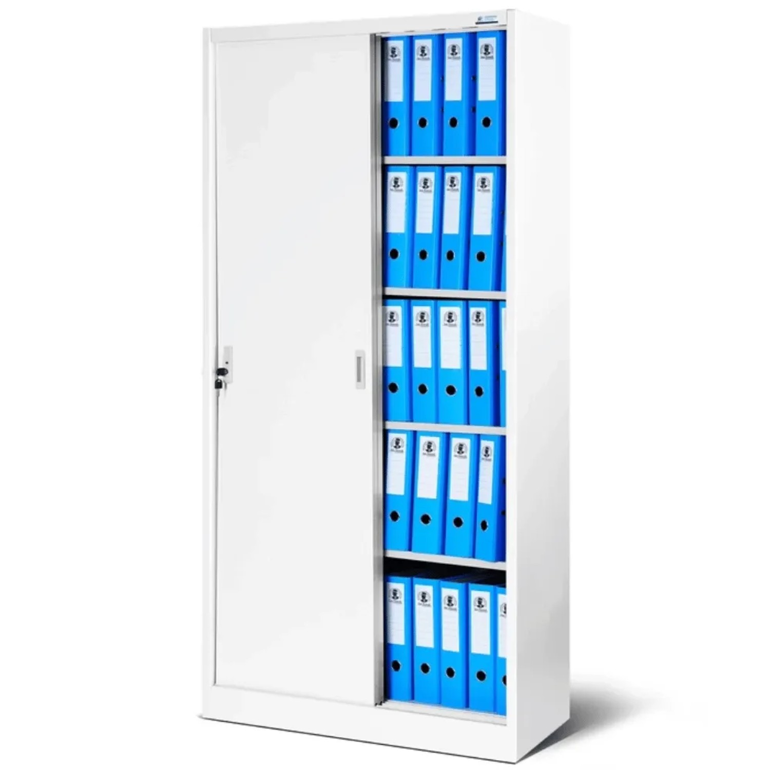 JAN NOWAK Aktenschrank Abschließbar KUBA mit Schiebetüren 185 x 90 x 40 cm Weiß