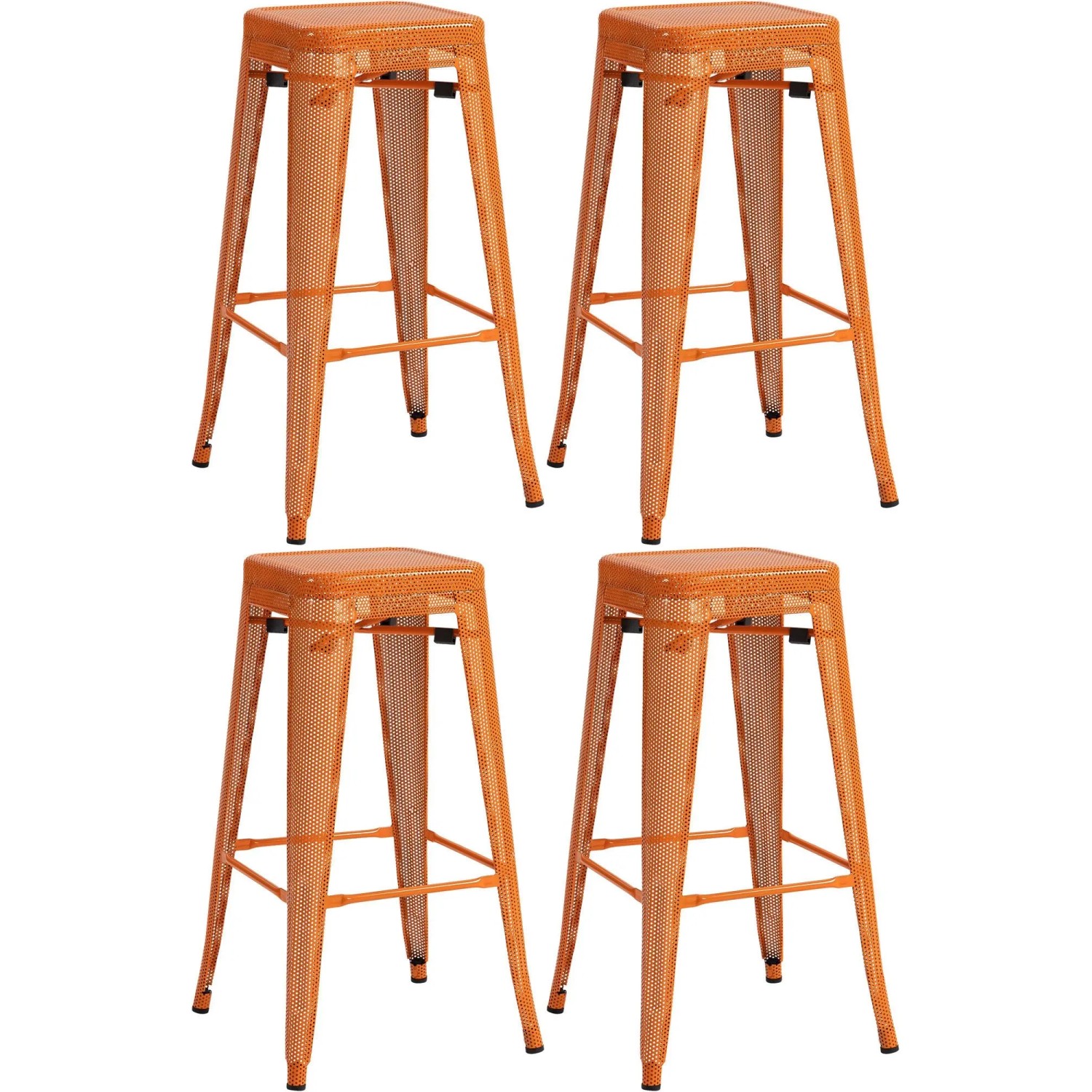 DELUKE Barhocker 4er Set SEOUL Orange Metall Barstuhl Ohne Lehne Tresenhocker Tresenstuhl