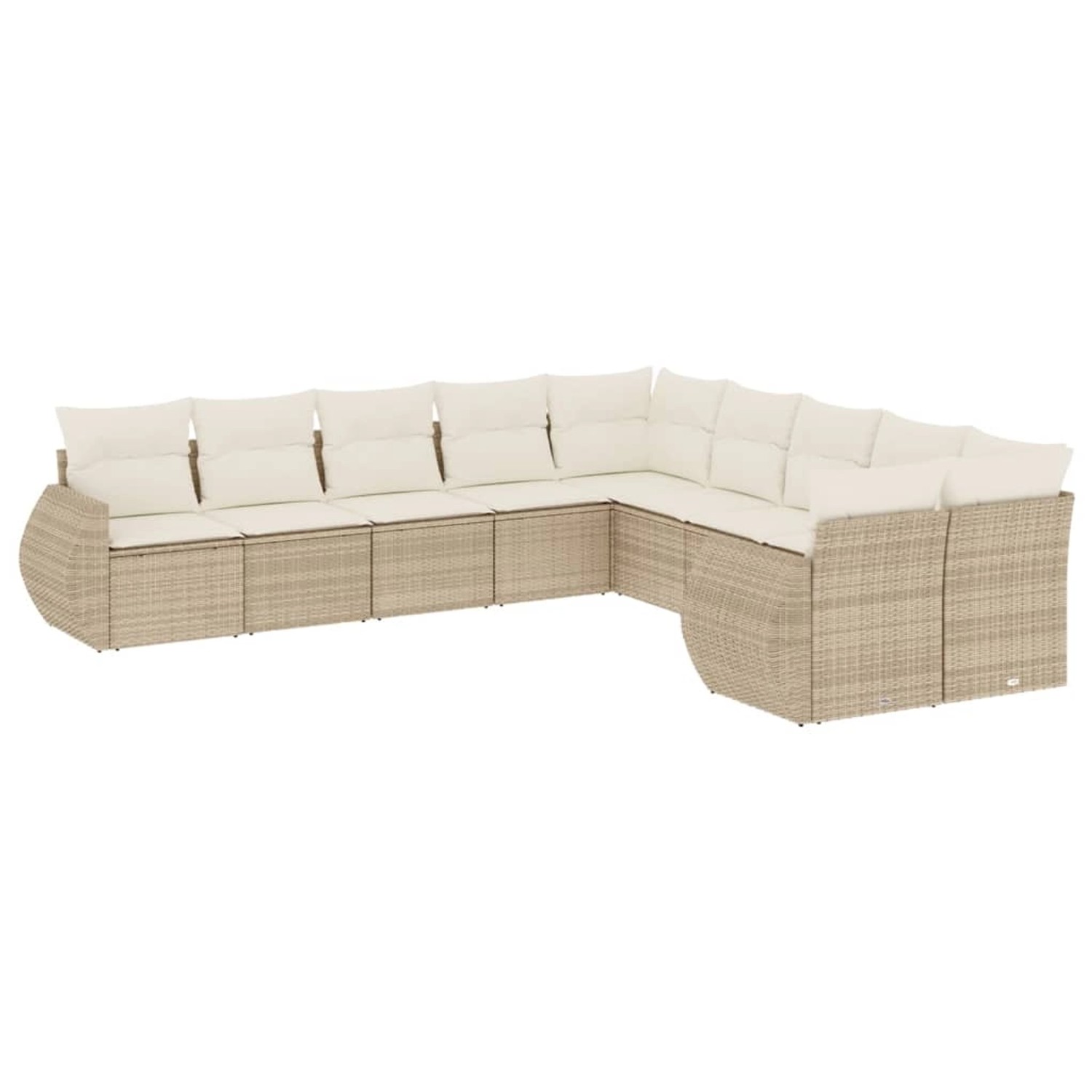 vidaXL 10-Tlg Garten-Sofagarnitur mit Kissen Beige Poly Rattan 3254245