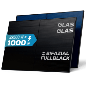 SUNNIVA Solarmodul, 1000W, Bifazial, Glas/Glas, Full Black für Balkonkraftwerk oder Solaranlage.