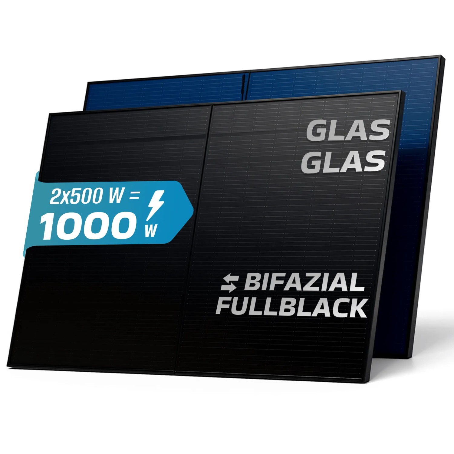 SUNNIVA Solarmodul, 1000W, Bifazial, Glas/Glas, Full Black für Balkonkraftwerk oder Solaranlage.