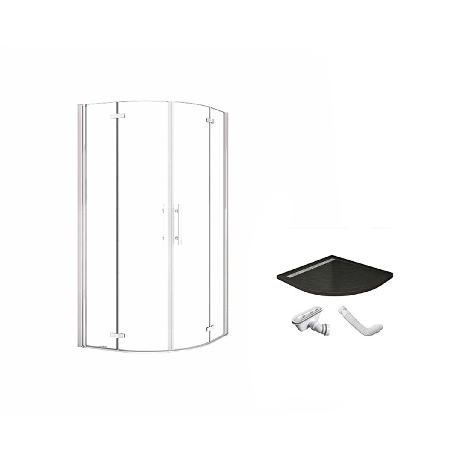 Duschparadies Duschkabine 90 x 90 cm Runddusche Höhe 195cm Viertelkreis Dus günstig online kaufen