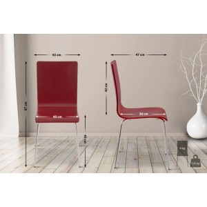 DELUKE Besucherstuhl TUNIS Holz Rot 43x47x87cm Konferenzstuhl Wartezimmerstuhl Bürostuhl