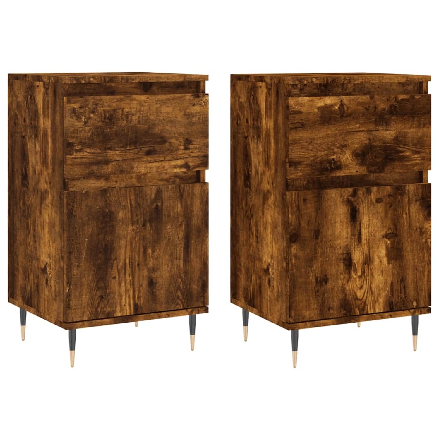 vidaXL Sideboards 2 Stk Räuchereiche 40x35x70 cm Holzwerkstoff 831143