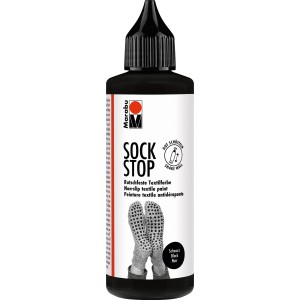 Marabu Anti-Rutsch Farbe Sock Stop, 90ml, Schwarz. Textilfarbe für rutschfeste Socken und mehr.