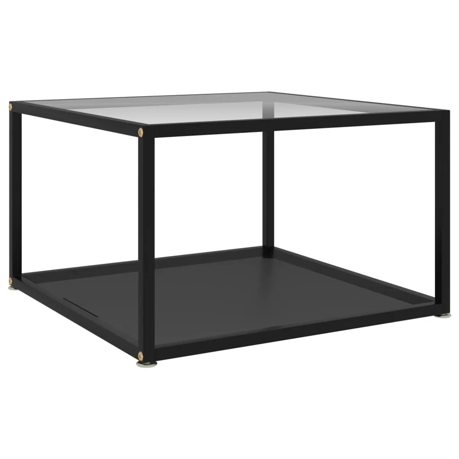 vidaXL Couchtisch Transparent und Schwarz 60x60x35 cm Hartglas 322891