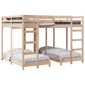 vidaXL Dreifach Etagenbettrahmen Braun 160 x 200 cm 3414561