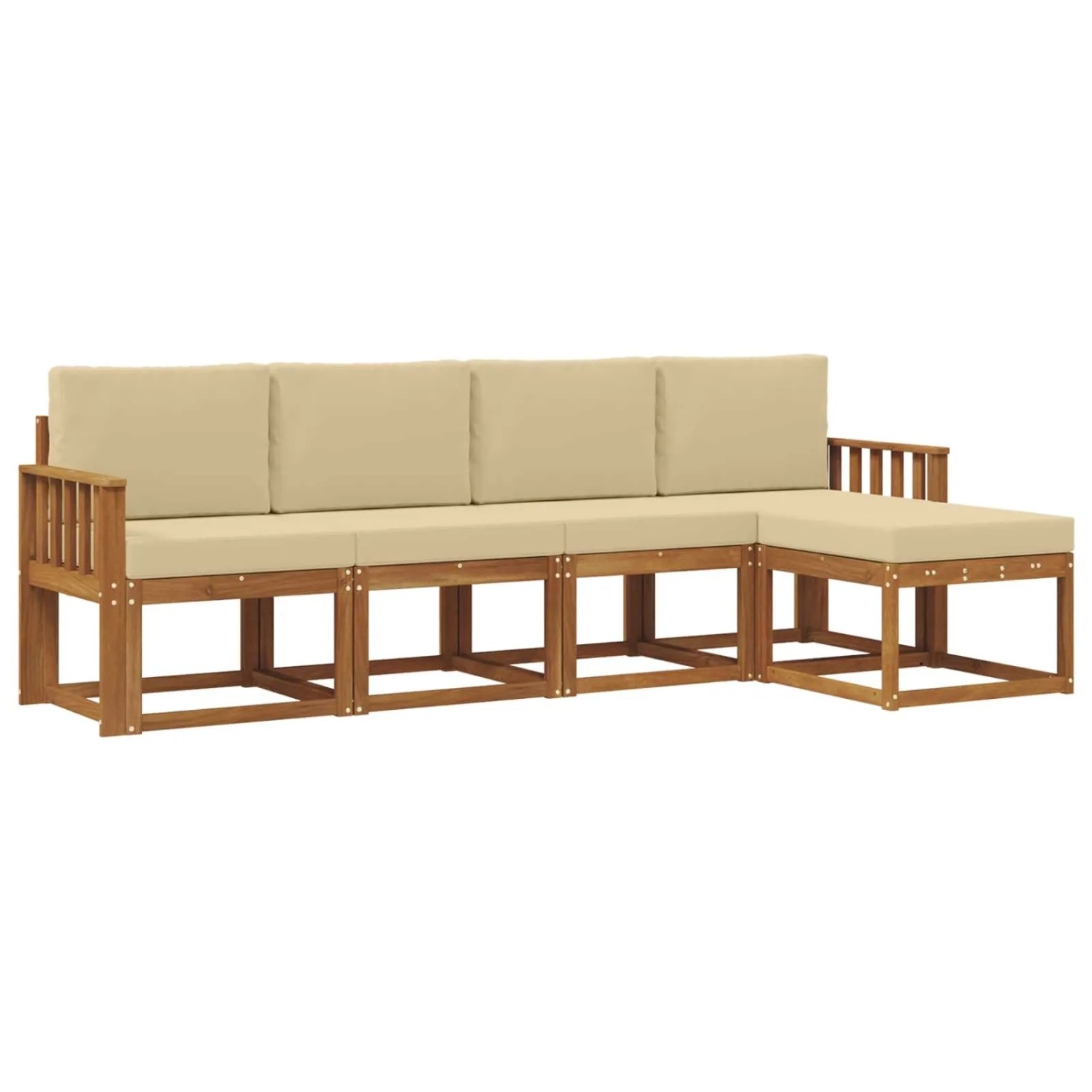 vidaXL Outdoor-Sofagarnitur 5 Stk Natur und Beige Massivholz Akazie 3366251