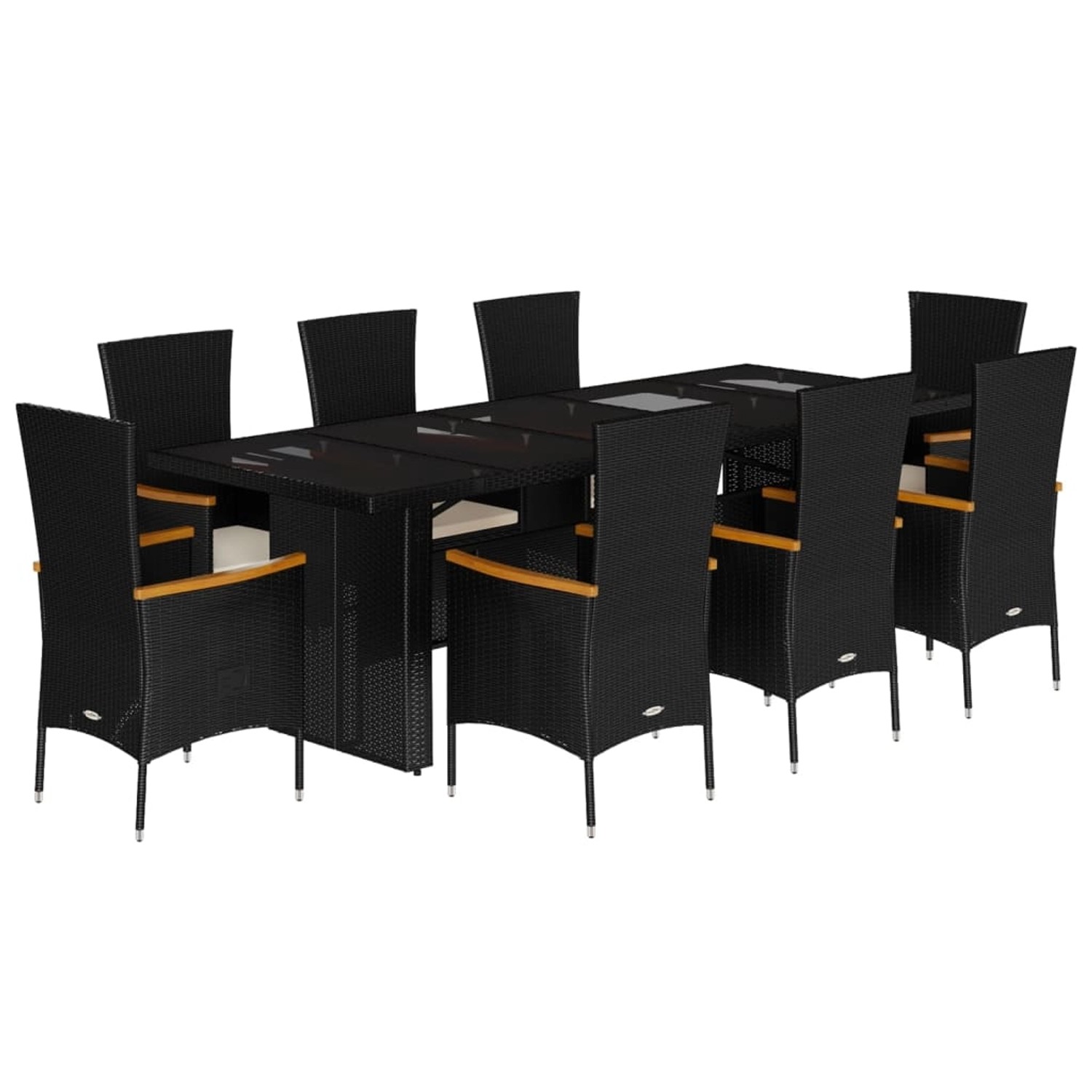 vidaXL 9-Tlg Garten-Essgruppe mit Kissen Schwarz Poly Rattan 3277531 günstig online kaufen