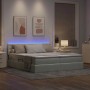 vidaXL Bett mit LED-Lichtleisten Hellgrau 200 x 200 cm Samt 3371639_6