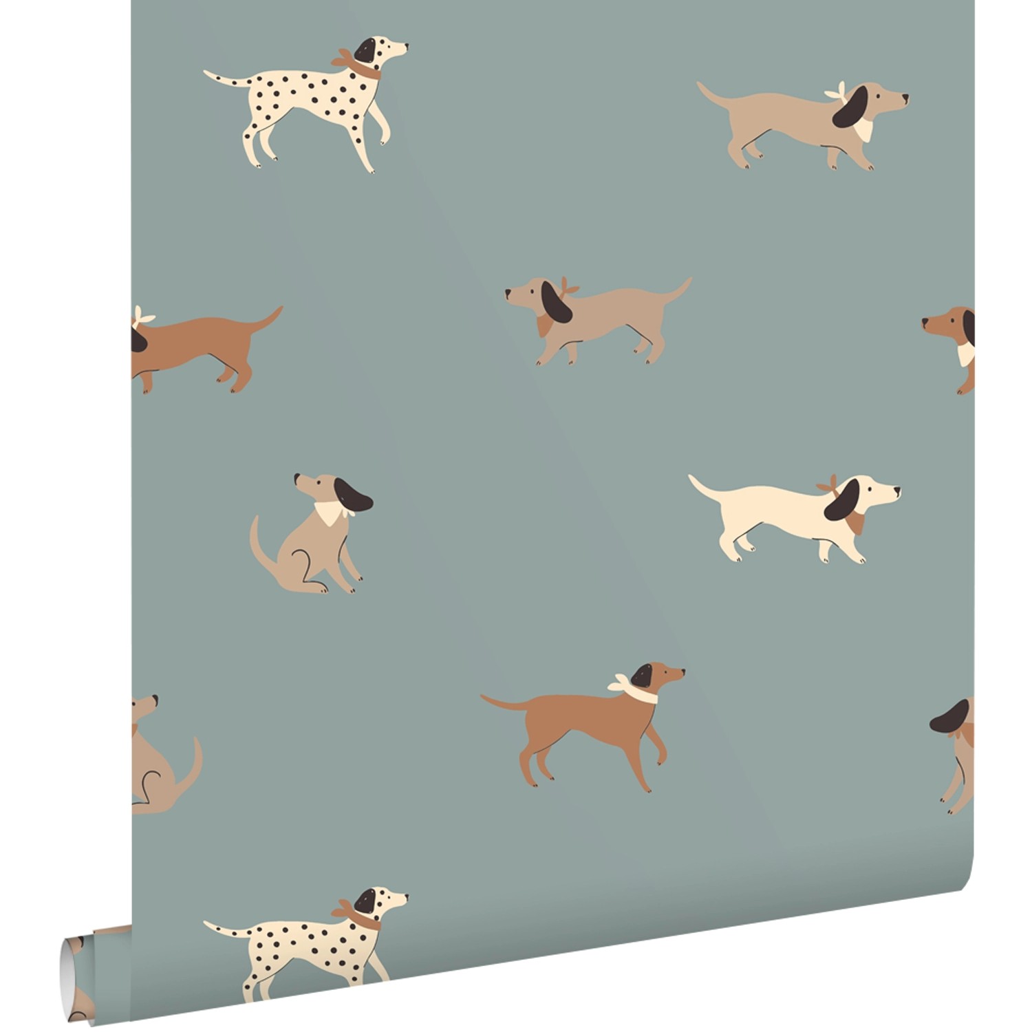 ESTAhome Tapete Hunde Blau und Braun 50 x 900 cm günstig online kaufen
