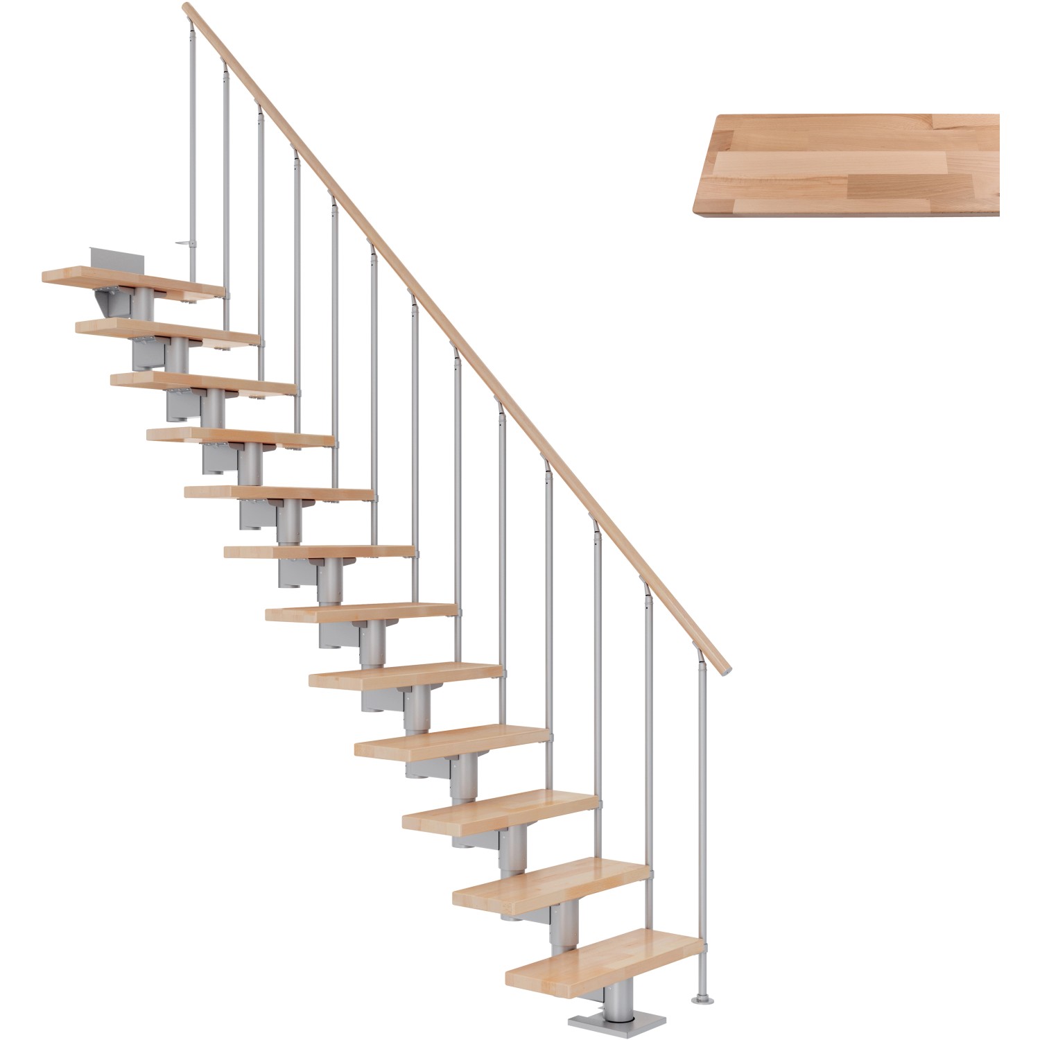 Dolle Mittelholmtreppe Cork Buche Perlgrau GH bis 315 cm Gerade 75 cm FSC günstig online kaufen