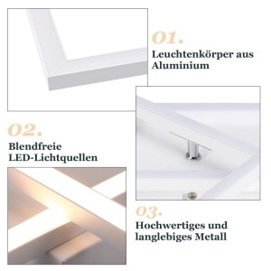 Weiße NETTLIFE LED Deckenleuchte aus hochwertigem, langlebigem Metall mit blendfreien LED-Lichtquellen.