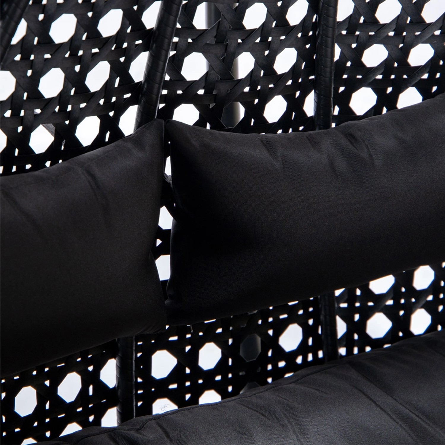 Kideo Hängesessel Komplettset Capdepera - Polyrattan Mit Gestell & Kissen Schwarz