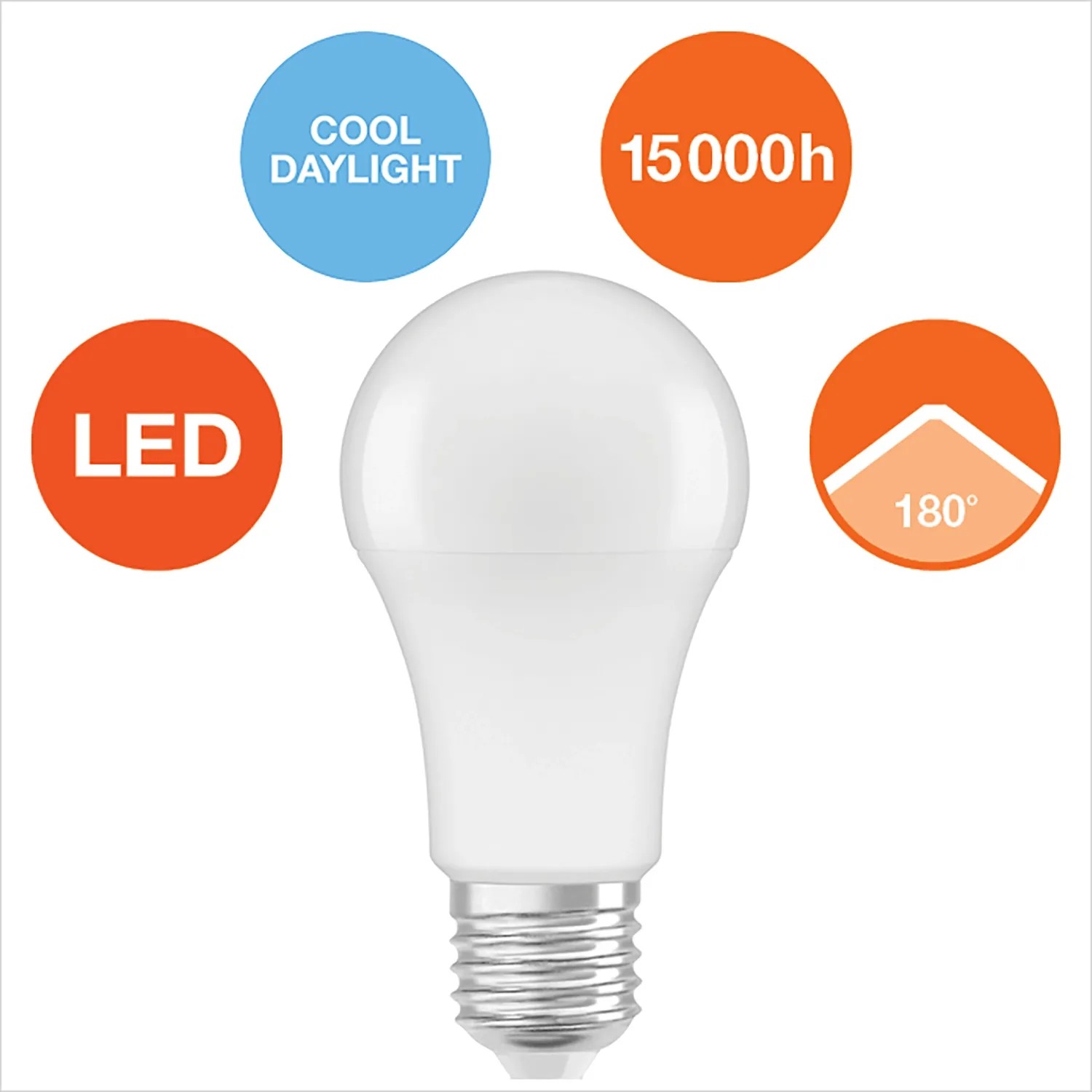 Osram E27 LED-Lampe in Glühlampenform, 13W, 1521 Lumen, tageslichtweiß.