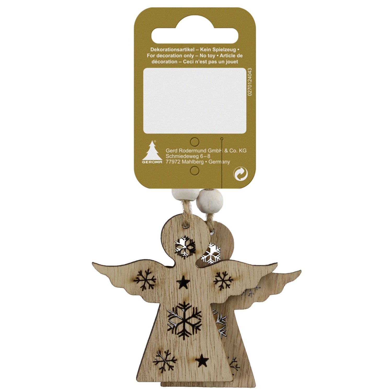 Engel zum Hängen 2er-Pack aus Holz 6,5 cm