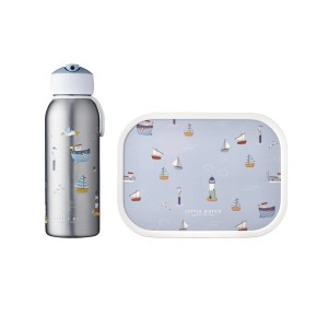 Mepal Campus Lunchset Sailors Bay: Thermoflasche und Brotdose mit maritimen Motiven.
