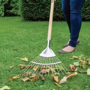 Kent & Stowe Laubbesen mit Eschenholz-Stiel beim Zusammenkehren von Laub im Garten.