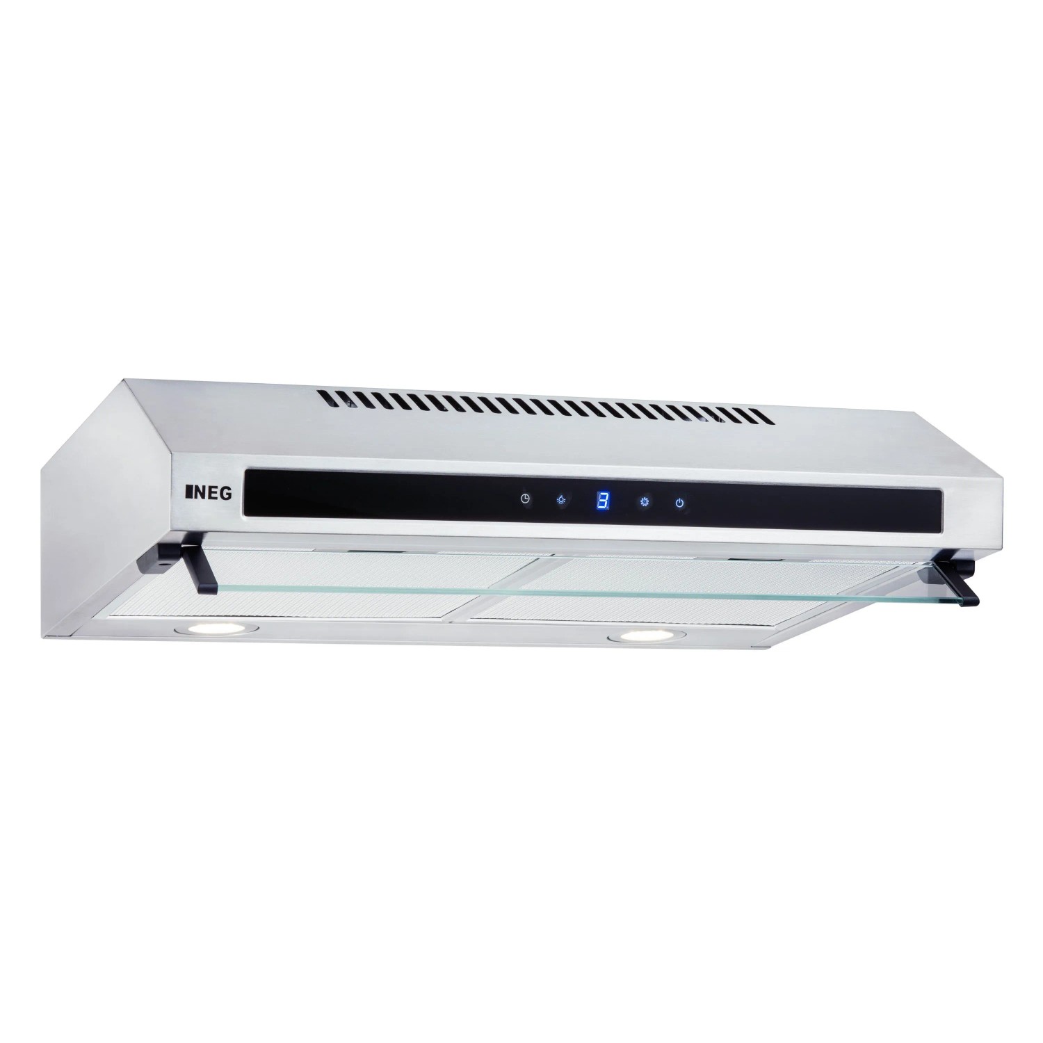 NEG Edelstahl Doppelmotor Unterbau Dunstabzugshaube NEG15-DCST+ 395 m³/h Glasfront  Sensor-Touch