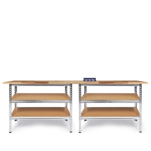 Ondis24 Werkstatt Set Uwe, 240cm Buche mit 2 Jochen und Steckdose.