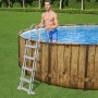 Bestway Stahlrahmenpool Set Power Steel Swim Vista, Ø 549 cm, mit Leiter und Holzoptik.