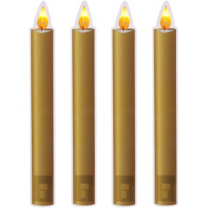 4 goldene Fensteraufkleber in Kerzenform, batteriebetrieben, für weihnachtliche Dekoration.