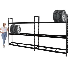 PROREGAL Mega Deal: 2 schwarze Reifenregale XL (200x180x45cm) mit Reifen. Regale & Regalböden.