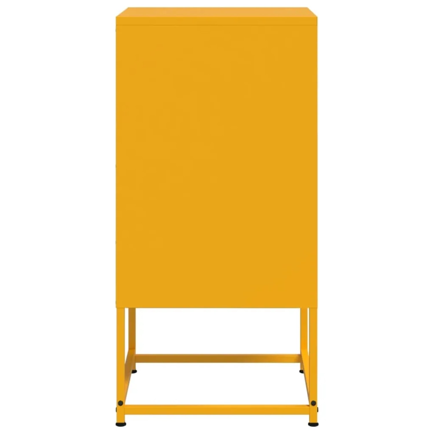 Zwei senfgelbe Nachttische aus Stahl, modernes Design für Schlafzimmer.