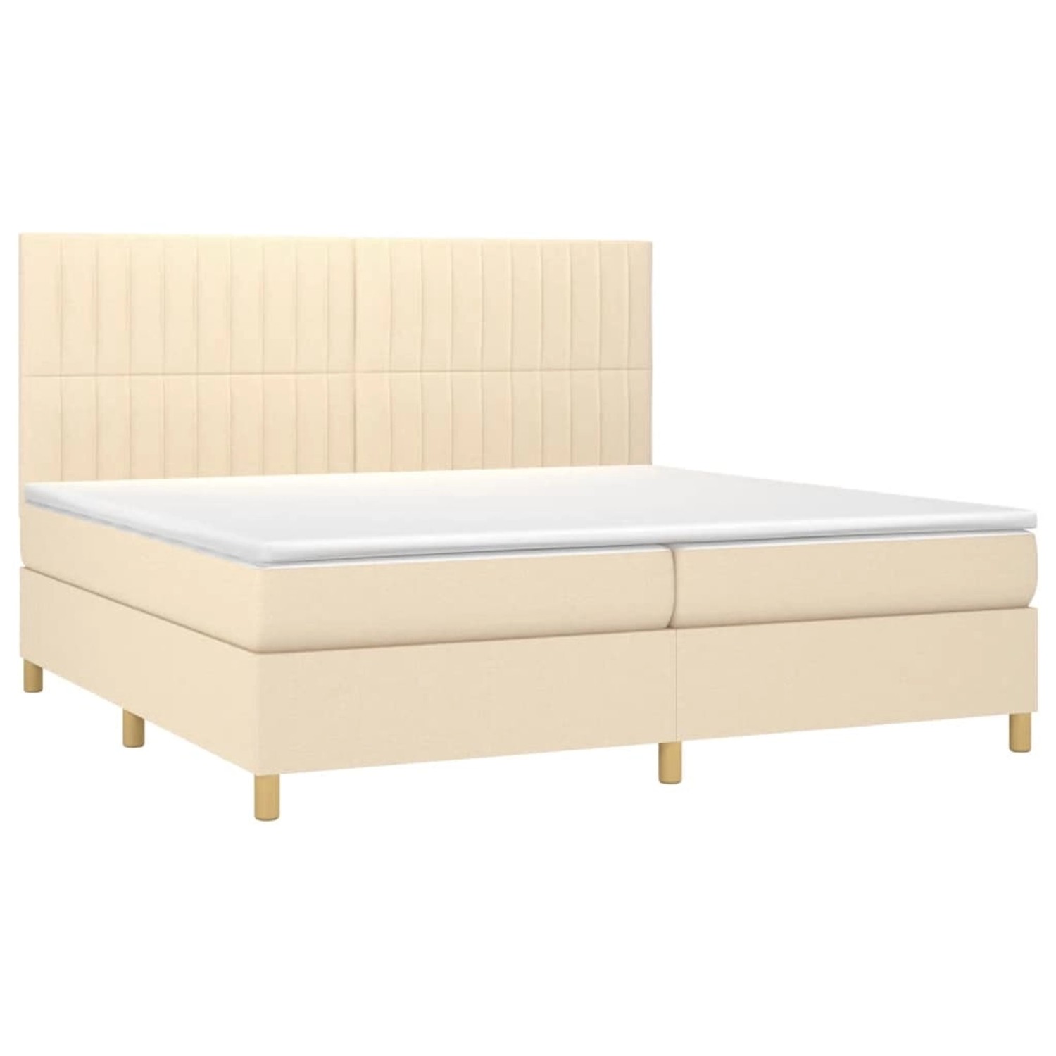vidaXL Boxspringbett mit Matratze & LED Creme 200x200 cm Stoff 3135626