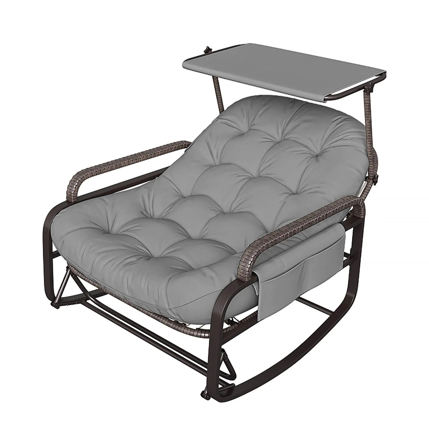 PXloue Polsterstuhl in Grau Gartenstuhl mit Fußstütze Verstellbarer Rückenl günstig online kaufen