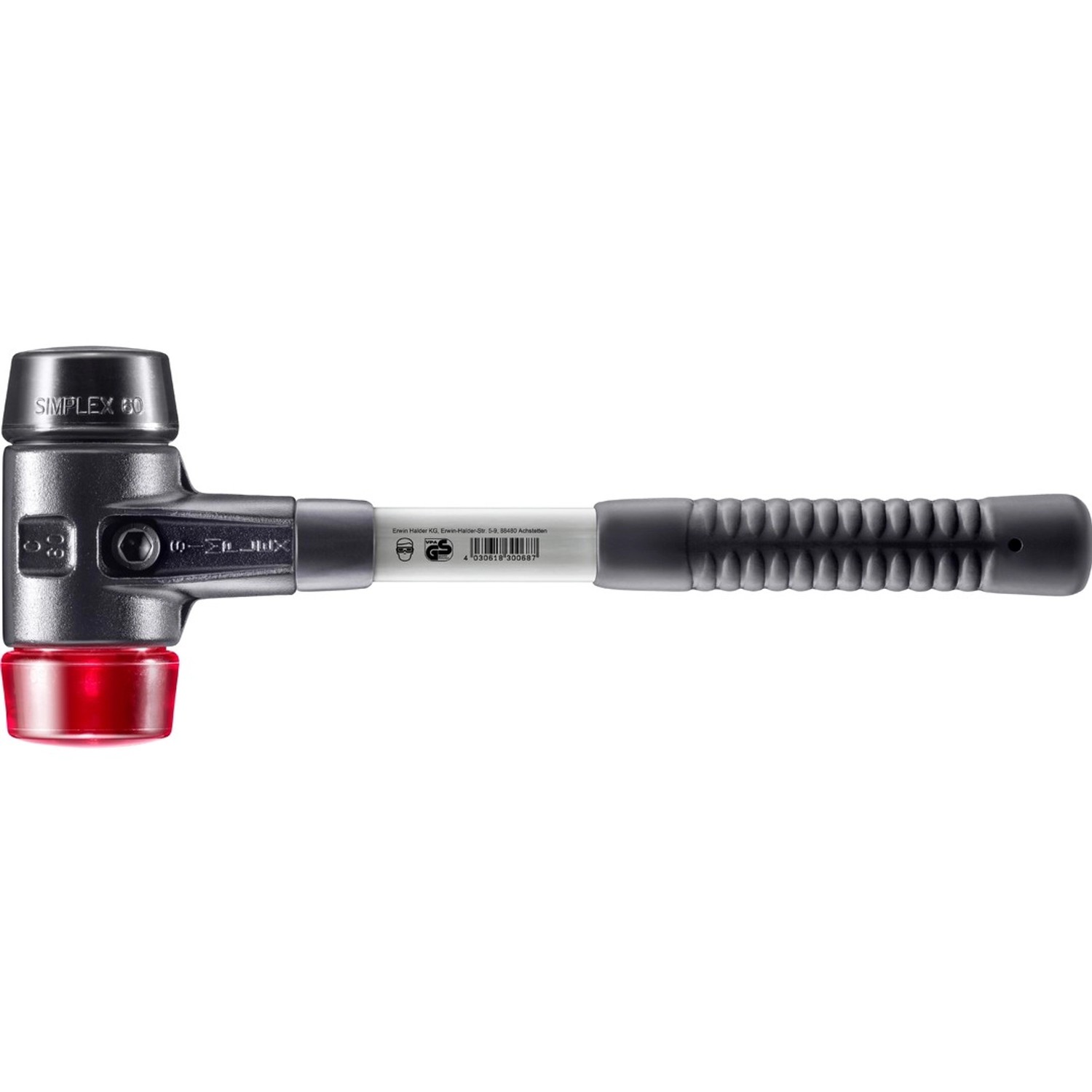 Halder Simplex Schonhammer Ø 60 mm Gummi Schwarz   Plastik Rot mit Verstärk günstig online kaufen