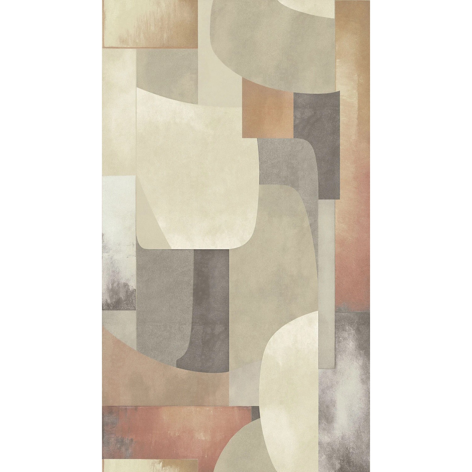 PROFHOME Fototapete mit abstraktem Muster in Beige, Oliv, Orange und Creme.