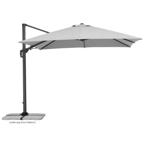 Schneider Ampelschirm, 300 cm, silbergrau, mit Kurbel. Sonnenschirm für Garten und Balkon.