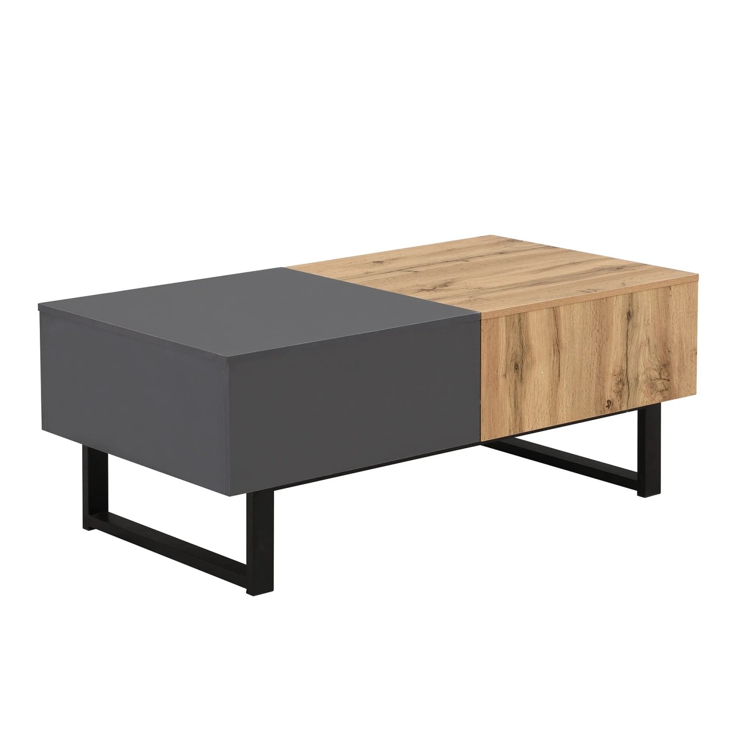 Okwish Couchtisch Mit Versteckter Aufbewahrung Multifunktional/Verschiebbar 155 × 55 Cm Natur