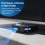 ECOVACS DEEBOT X2 OMNI Saugroboter im eckigen Design, fährt unter ein Möbelstück. Abmessungen sind sichtbar.