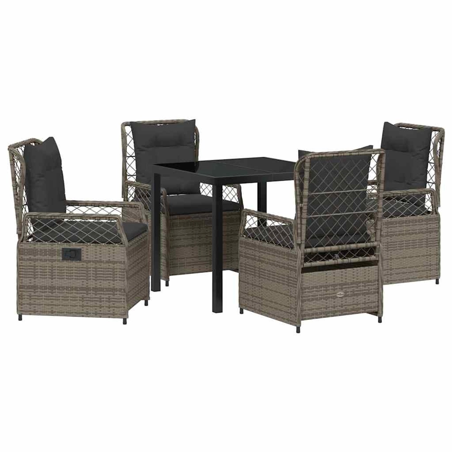 vidaXL Garten Essgruppe 5-Tlg Grau Poly Rattan 3380996 günstig online kaufen