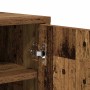 Scharnierdetail am vidaXL Schuhregal in Altholz-Optik. Tür und Innenraum aus Holzwerkstoff.