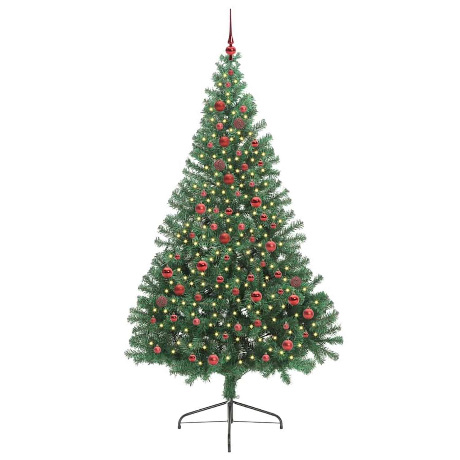vidaXL Künstlicher Vorbeleuchteter Weihnachtsbaum Grün 210 cm PVC 3397024