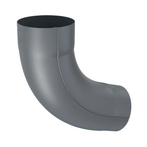 Anthrazitfarbener Zambelli Fallrohrbogen 72 Grad DN 100 aus verzinktem Stahl.
