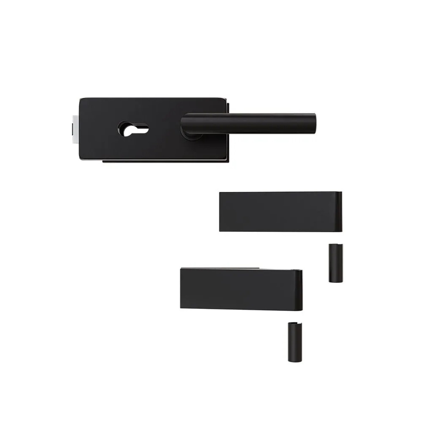 Hansaglas Glastürbeschlag Studio Profilzylinderschloss Eckig Glastür Beschlag-Set Schwarz