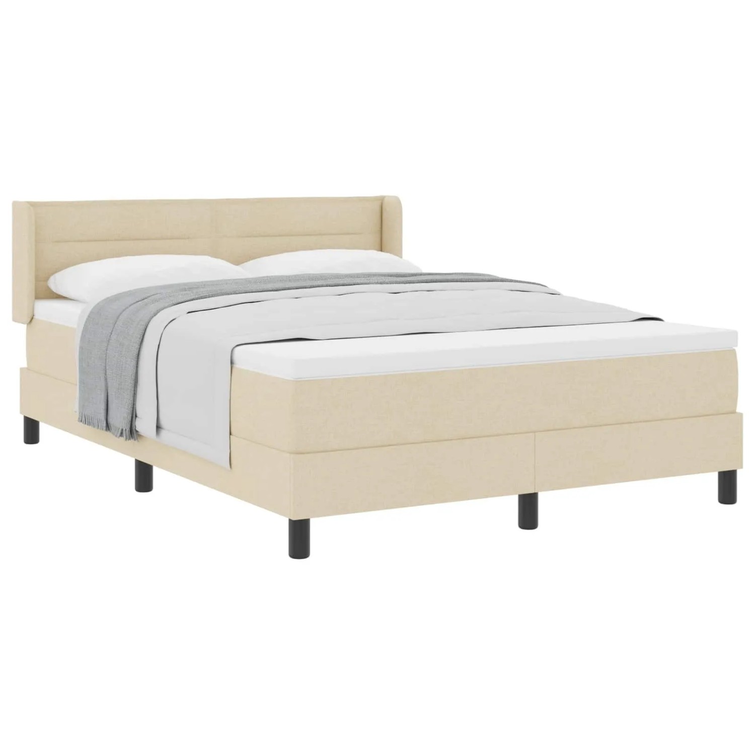 vidaXL Boxspringbett mit Matratze Creme 200 x 160 cm Polyester 3341053