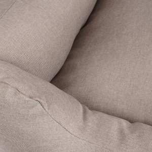 Detailaufnahme: Knuffelwuff Hundebett Lotte Velours XXL, lichtgraues Gewebe.