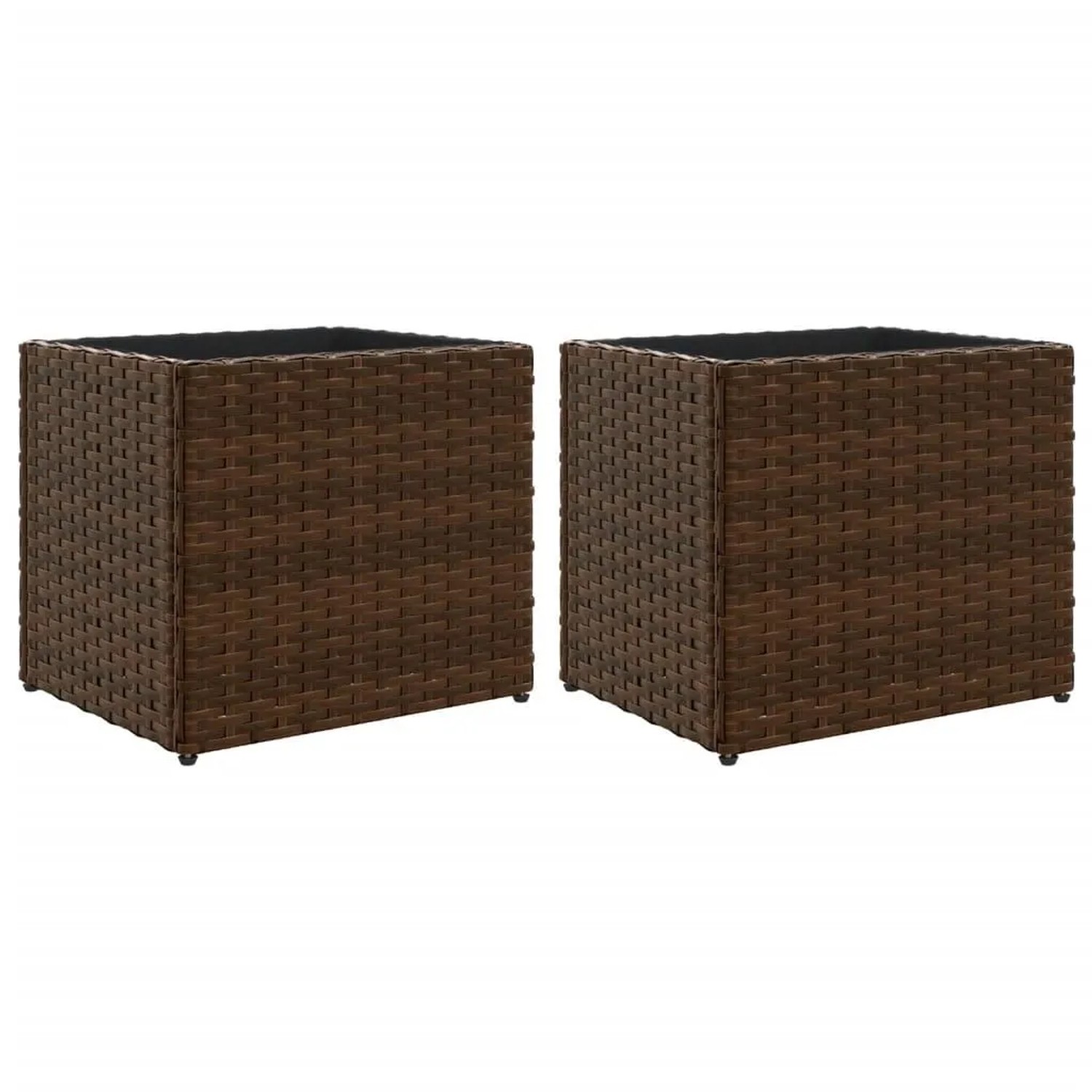 vidaXL Pflanzkübel 2 Stk Braun 36x30x32 cm Poly Rattan 3210532