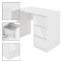 Weißer ML-Design Schreibtisch mit 3 Schubladen, 90x76x50 cm, ideal als kompakter Arbeitstisch.