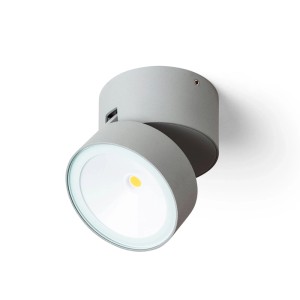 Lichtgraue Rendl Flavio R LED-Außenleuchte, kippbarer Strahler für Wand- oder Deckenmontage, IP54.