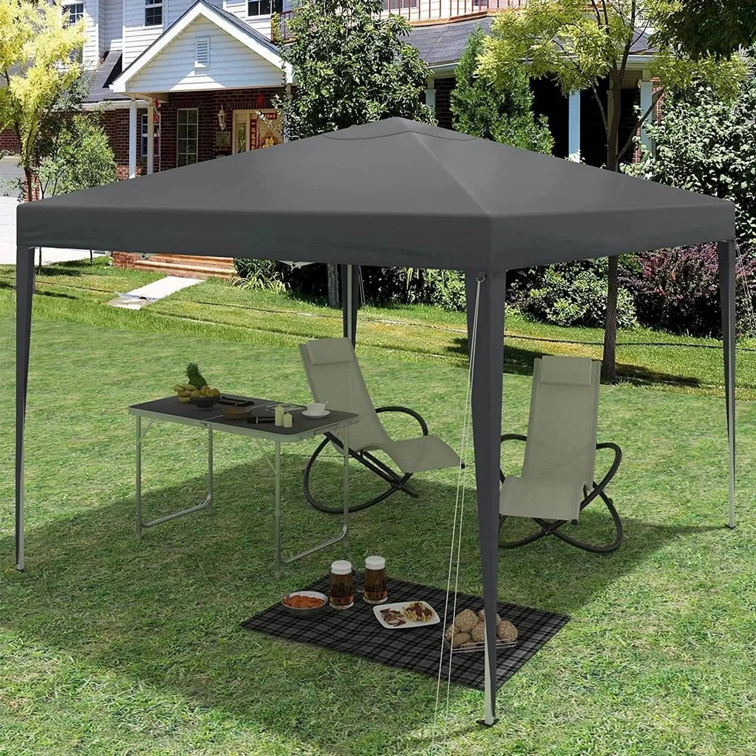 WOLTU Pavillon Pop-Up Wasserdichter Sonnenschutz 3 x 3 m Anthrazit_4