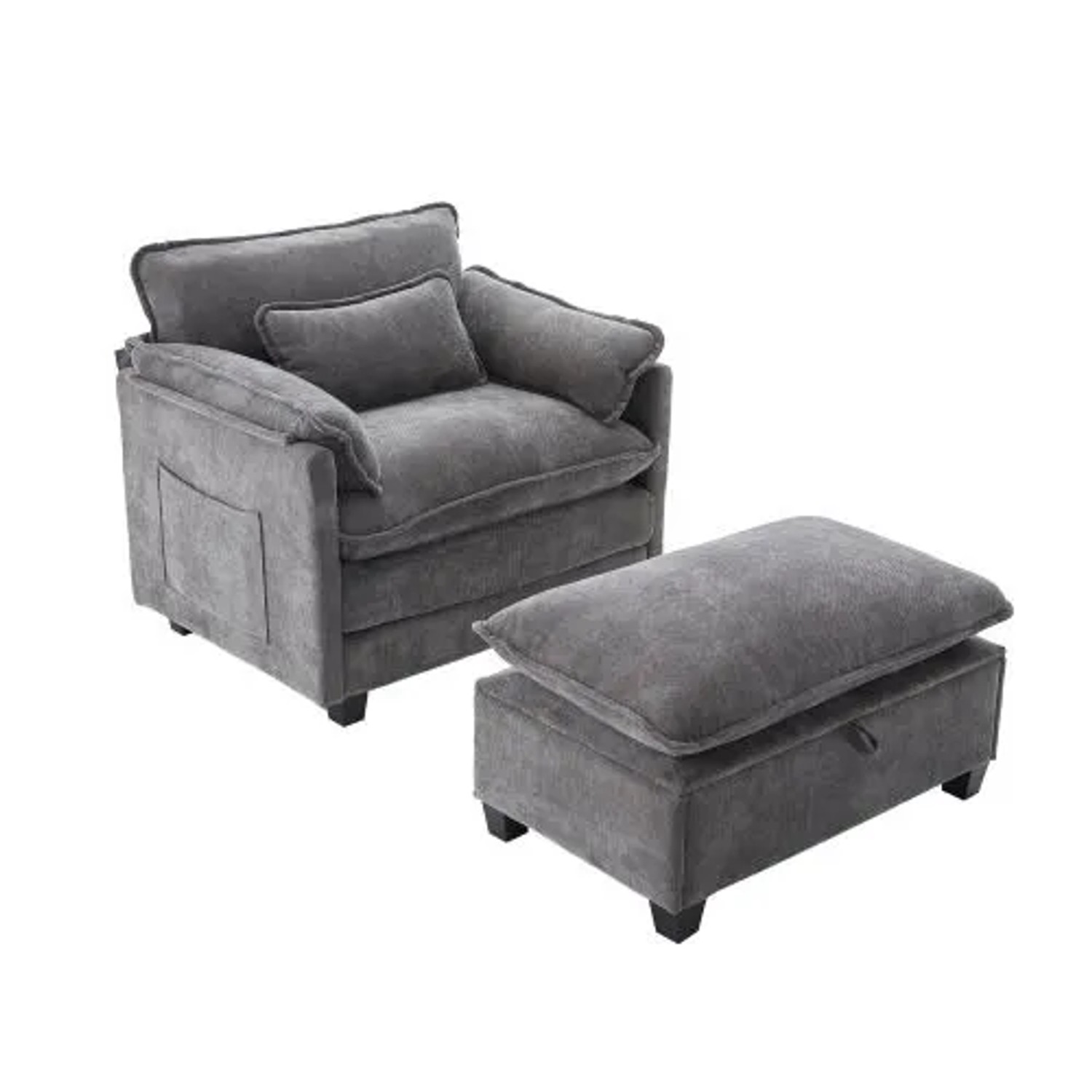 PXloue Sofasessel Loungesessel mit Hocker und Stauraum Samt 103x85x91cm