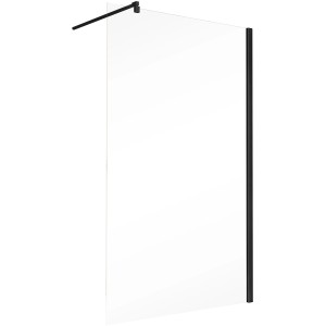 Schulte Walk In Dusche Toura, 200x90 cm, Schwarz, Klarglas, offener Duschbereich.
