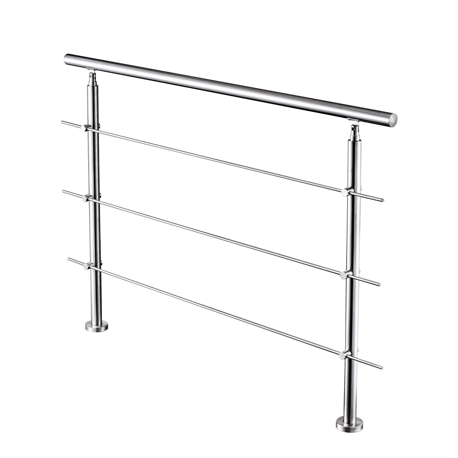 AICA Edelstahl-Treppengeländer 180 cm Geländer für Innen und Außen 3 Querstäbe