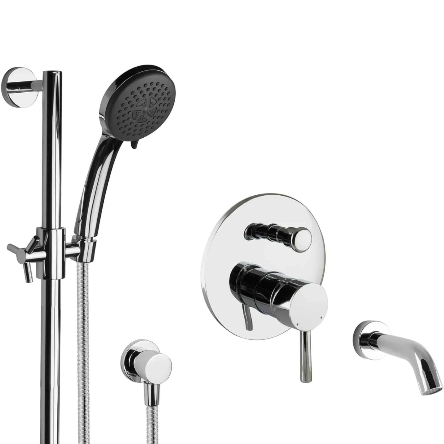PaulGurkes Dusch Set für Badewanne Unterputz Badewanneneinlauf Duschstange